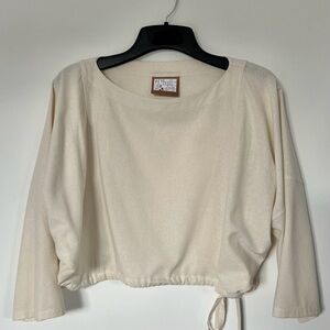 Electric Feathers - Moonrise Drawstring Pullover Raw Silk Ivory Cream. S/M